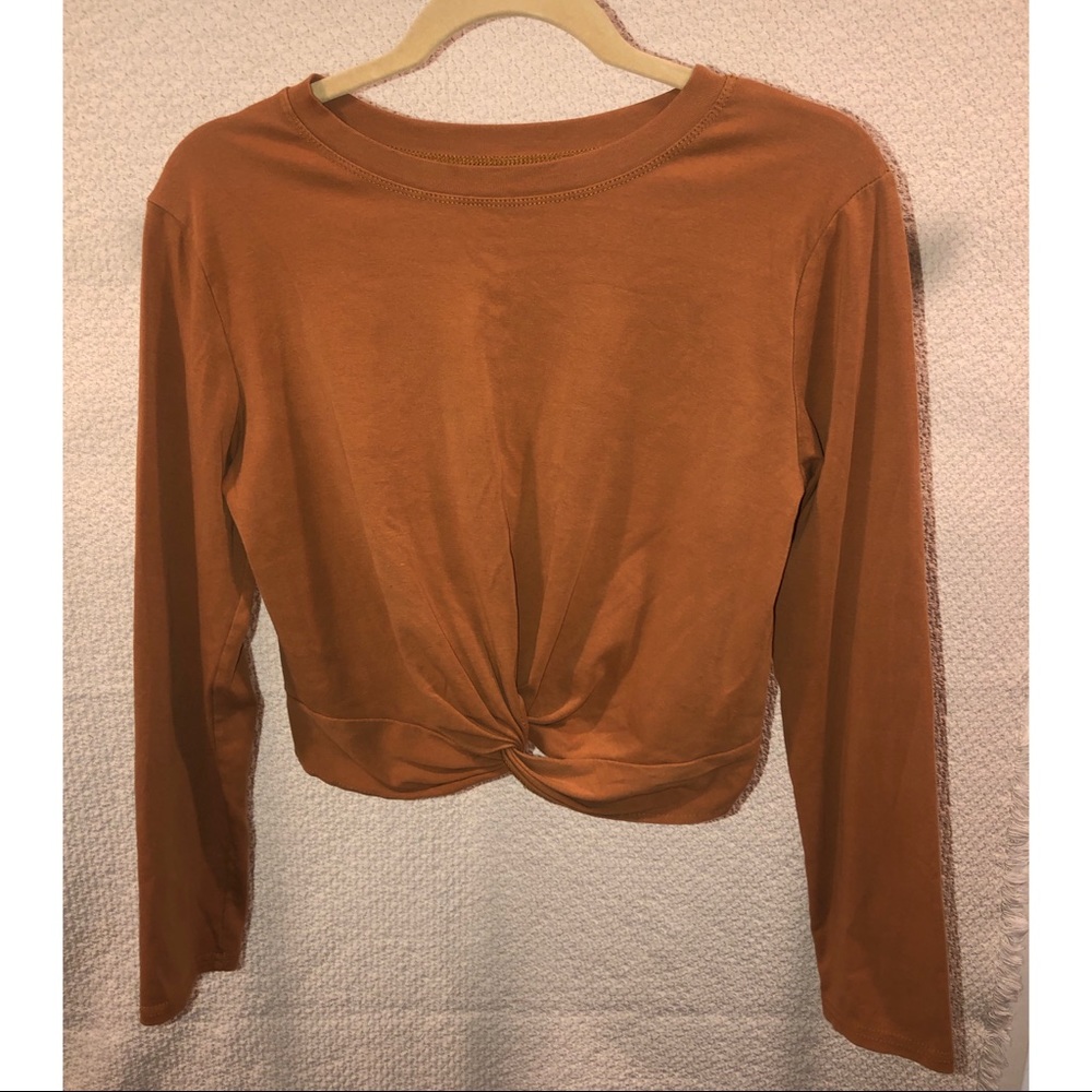 Burnt Orange Cropped Long Sleeve Tee
